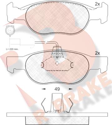 R Brake RB1242 - Гальмівні колодки, дискові гальма autocars.com.ua