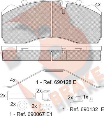 R Brake RB1254-066 - Гальмівні колодки, дискові гальма autocars.com.ua