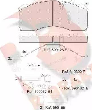 R Brake RB1254-217 - Гальмівні колодки, дискові гальма autocars.com.ua