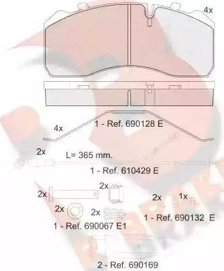 R Brake RB1254-225 - Гальмівні колодки, дискові гальма autocars.com.ua