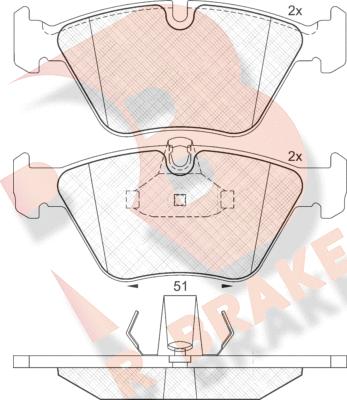 R Brake RB1296 - Гальмівні колодки, дискові гальма autocars.com.ua