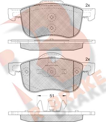 R Brake RB1297-203 - Гальмівні колодки, дискові гальма autocars.com.ua