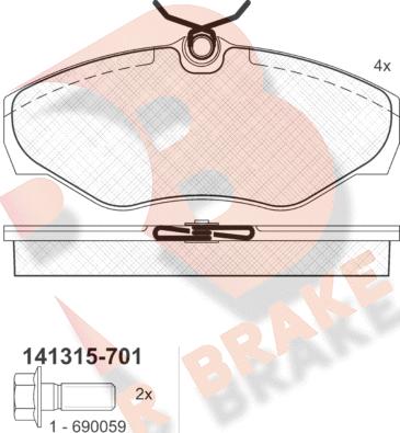 R Brake RB1315-701 - Гальмівні колодки, дискові гальма autocars.com.ua