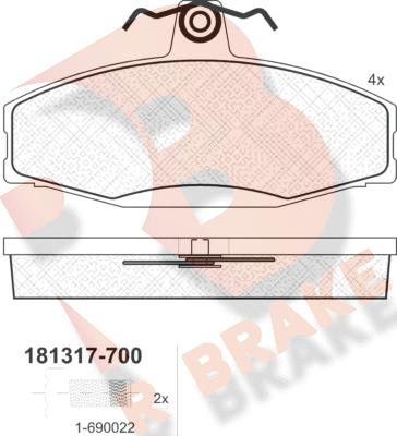 R Brake RB1317-700 - Тормозные колодки, дисковые, комплект autodnr.net