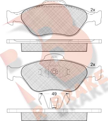 R Brake RB1343 - Гальмівні колодки, дискові гальма autocars.com.ua