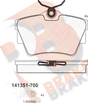 R Brake RB1351-700 - Гальмівні колодки, дискові гальма autocars.com.ua