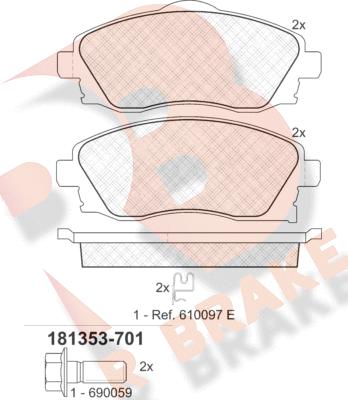 R Brake RB1353-701 - Гальмівні колодки, дискові гальма autocars.com.ua