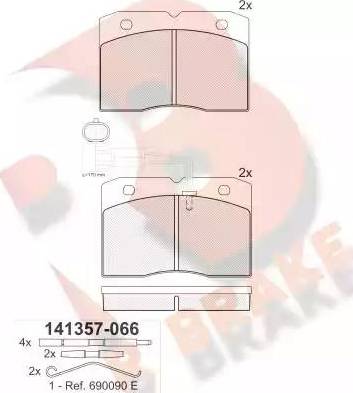 R Brake RB1357-066 - Тормозные колодки, дисковые, комплект autodnr.net