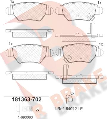R Brake RB1363-702 - Гальмівні колодки, дискові гальма autocars.com.ua