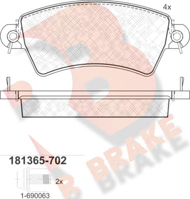 R Brake RB1365-702 - Гальмівні колодки, дискові гальма autocars.com.ua