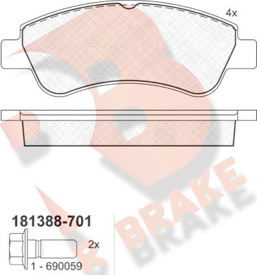 R Brake RB1388-701 - Тормозные колодки, дисковые, комплект autodnr.net