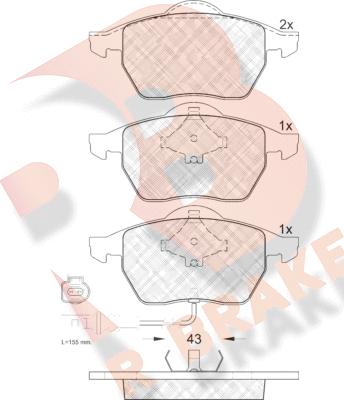 R Brake RB1396 - Гальмівні колодки, дискові гальма autocars.com.ua