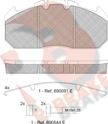 R Brake RB1405-066 - Гальмівні колодки, дискові гальма autocars.com.ua