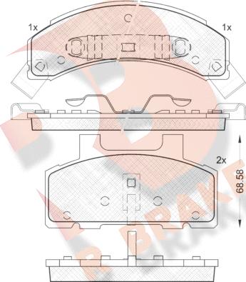 R Brake RB1414 - Гальмівні колодки, дискові гальма autocars.com.ua