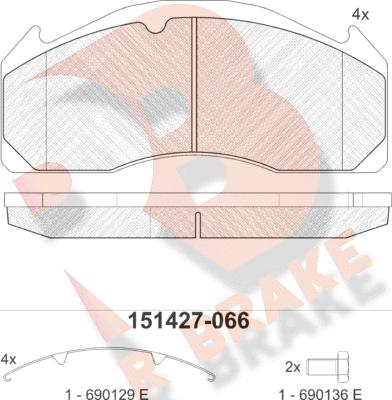 R Brake RB1427-066 - Гальмівні колодки, дискові гальма autocars.com.ua