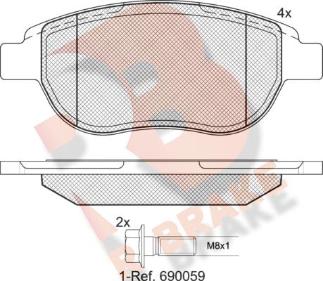 R Brake RB1429-400 - Гальмівні колодки, дискові гальма autocars.com.ua