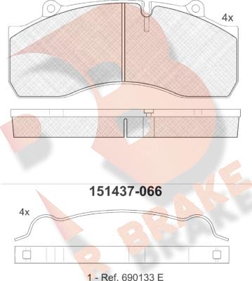 R Brake RB1437-066 - Гальмівні колодки, дискові гальма autocars.com.ua