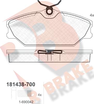 R Brake RB1438-700 - Гальмівні колодки, дискові гальма autocars.com.ua