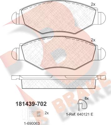 R Brake RB1439-702 - Гальмівні колодки, дискові гальма autocars.com.ua