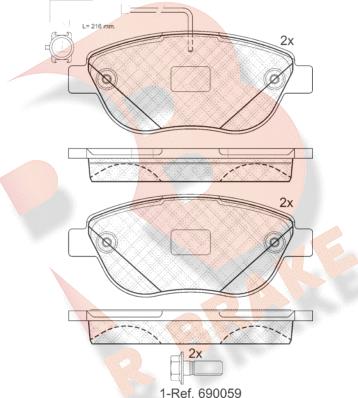 R Brake RB1440-203 - Гальмівні колодки, дискові гальма autocars.com.ua