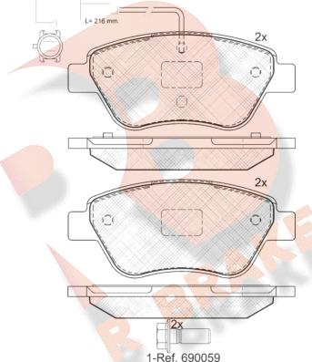 R Brake RB1444-203 - Гальмівні колодки, дискові гальма autocars.com.ua