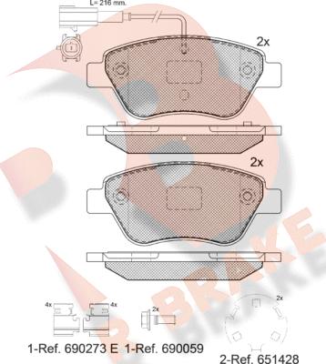 R Brake RB1444-208 - Гальмівні колодки, дискові гальма autocars.com.ua