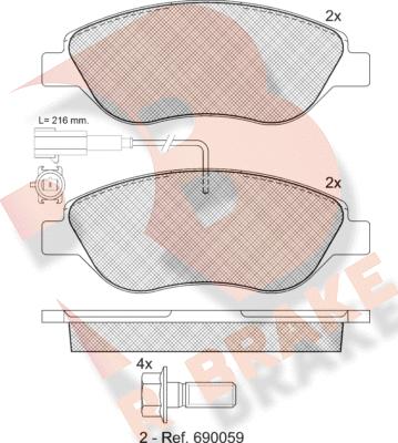 R Brake RB1445-203 - Гальмівні колодки, дискові гальма autocars.com.ua