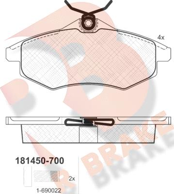 R Brake RB1450-700 - Гальмівні колодки, дискові гальма autocars.com.ua