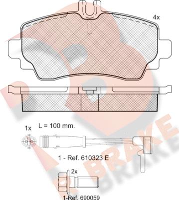 R Brake RB1516-701 - Гальмівні колодки, дискові гальма autocars.com.ua