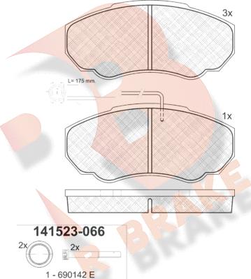 R Brake RB1523 - Гальмівні колодки, дискові гальма autocars.com.ua