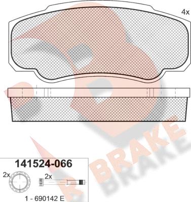 R Brake RB1524 - Гальмівні колодки, дискові гальма autocars.com.ua