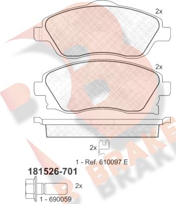 R Brake RB1526-701 - Тормозные колодки, дисковые, комплект autodnr.net