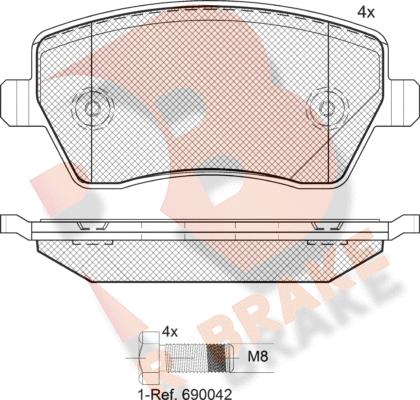 R Brake RB1534-700 - Тормозные колодки, дисковые, комплект autodnr.net
