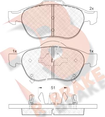 R Brake RB1556 - Гальмівні колодки, дискові гальма autocars.com.ua