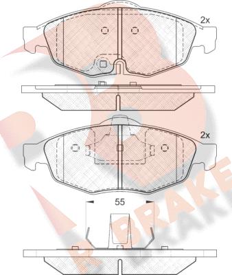 R Brake RB1559 - Гальмівні колодки, дискові гальма autocars.com.ua