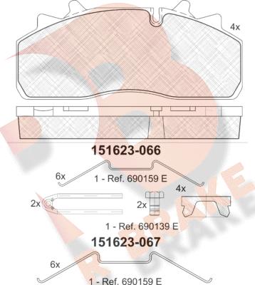 R Brake RB1623-066 - Гальмівні колодки, дискові гальма autocars.com.ua