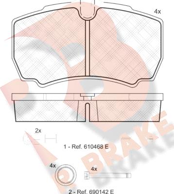 R Brake RB1640-117 - Гальмівні колодки, дискові гальма autocars.com.ua
