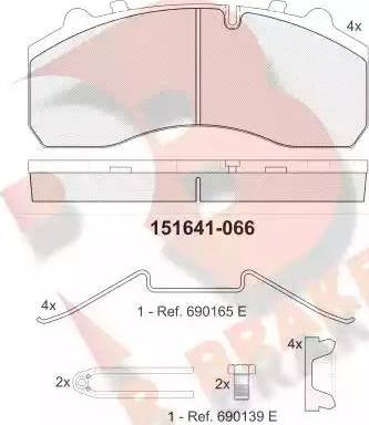 R Brake RB1641 - Тормозные колодки, дисковые, комплект autodnr.net