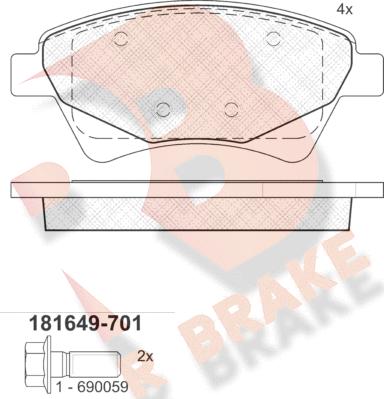 R Brake RB1649-701 - Тормозные колодки, дисковые, комплект autodnr.net