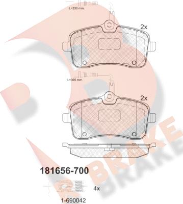 R Brake RB1656-700 - Гальмівні колодки, дискові гальма autocars.com.ua