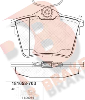 R Brake RB1658-703 - Гальмівні колодки, дискові гальма autocars.com.ua