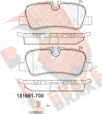 R Brake RB1661-700 - Гальмівні колодки, дискові гальма autocars.com.ua