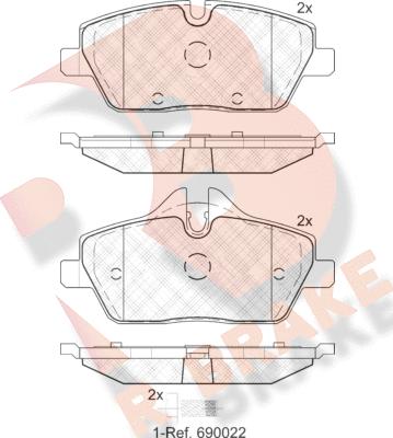 R Brake RB1662-202 - Гальмівні колодки, дискові гальма autocars.com.ua