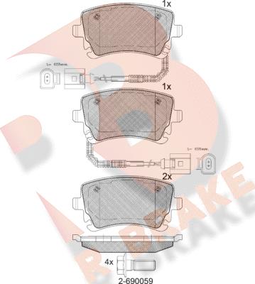 R Brake RB1674 - Гальмівні колодки, дискові гальма autocars.com.ua