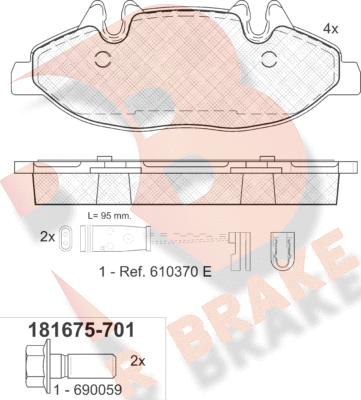 R Brake RB1675-701 - Гальмівні колодки, дискові гальма autocars.com.ua