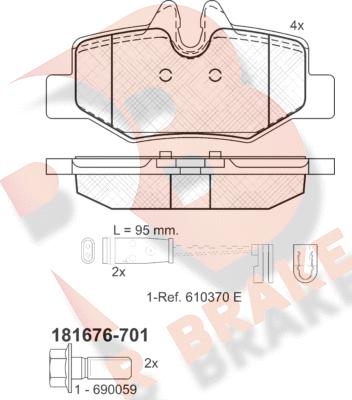 R Brake RB1676-701 - Гальмівні колодки, дискові гальма autocars.com.ua