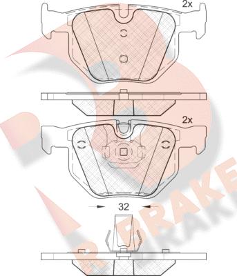 R Brake RB1685-202 - Гальмівні колодки, дискові гальма autocars.com.ua