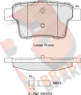 R Brake RB1722-701 - Гальмівні колодки, дискові гальма autocars.com.ua