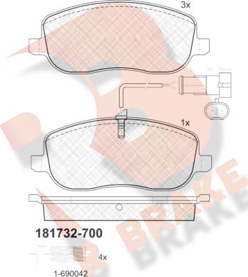 R Brake RB1732-700 - Гальмівні колодки, дискові гальма autocars.com.ua