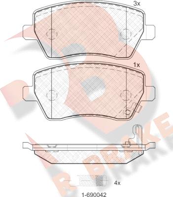 R Brake RB1748 - Гальмівні колодки, дискові гальма autocars.com.ua